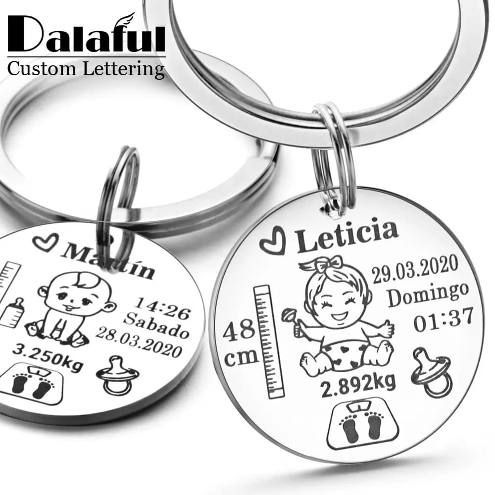 Personalized keychain for child, adorable, name, height birth weight, for newborn, commemorate the new mother, father, gift, keychain P026