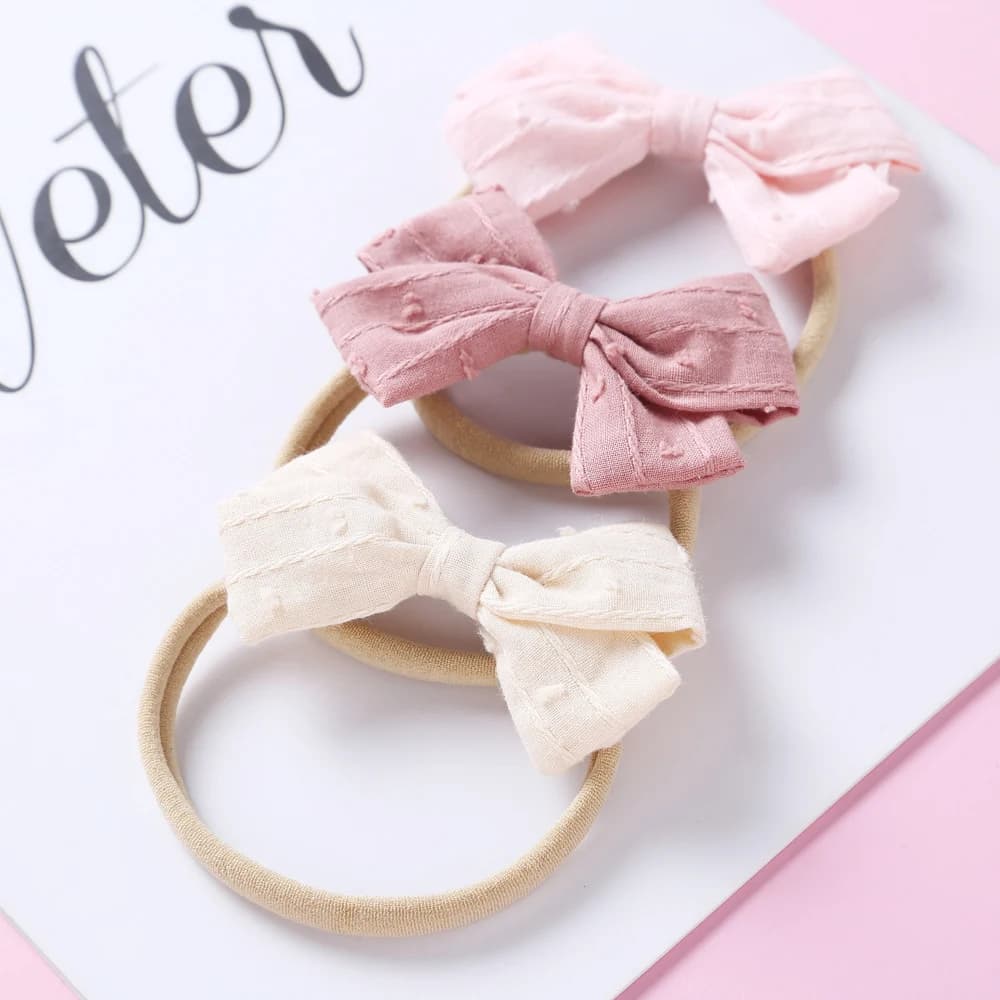 30pc/lot Newborn Cotton Bows Baby Headband,Solid Hair Bow With Nylon Headband or Clips Infant Fabric Bow Hairpins Girls Headwear