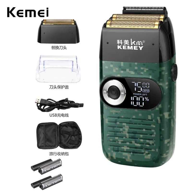 Kemei Electric Razor Rechargeable Barba Trimmer Machine for Men Double Maid Washable Razor Alternative Li-on 5W KM-2026