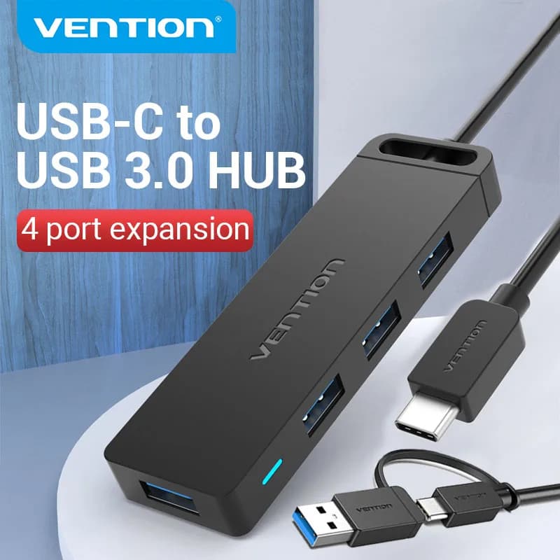Vention USB HUB Splitter USB 3.0 2.0 a 4 porte con porta di alimentazione Micro USB Adattatore OTG multiplo ad alta velocità per computer portatile