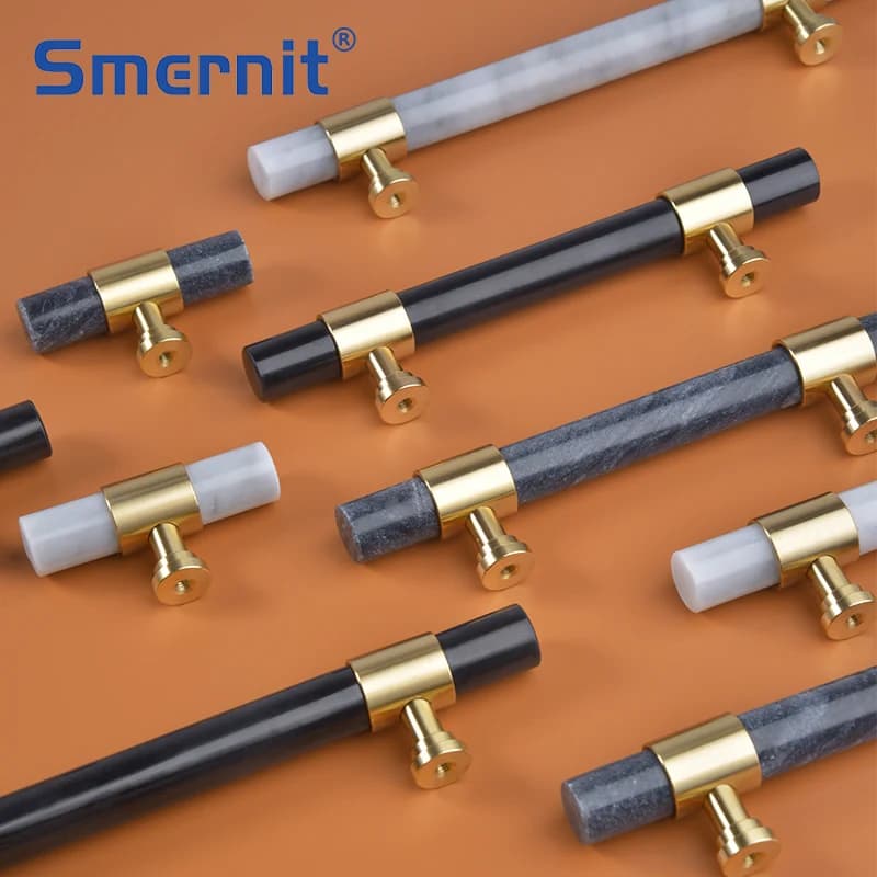 Maniglie per mobili in marmo naturale in ottone maniglie per mobili manopole e maniglie per porte in oro per armadio armadio da cucina armadio cassetto Hardware