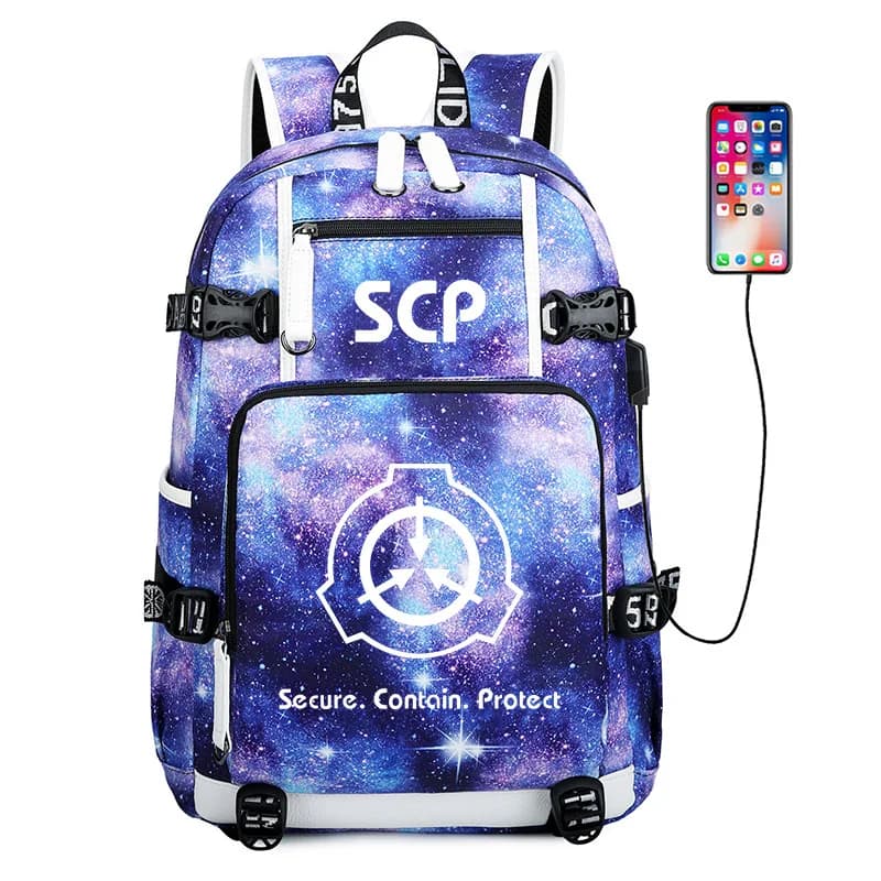 SCP Foundation Galaxy Travel Backpack Big School Bags Bookbag Waterproof USB Charging Laptop Bagpack Women's Backpack