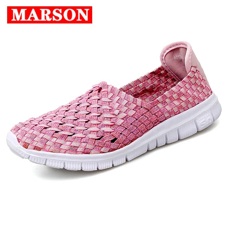 MARSON appartamenti da donna scarpe Casual da donna Sneakers da donna scarpe da Jogging da donna tessuto traspirante da passeggio Plus Size 35-42 nove colori