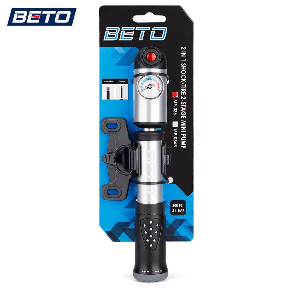 Pompa della bici del gonfiatore dell'aria della forcella della gomma della Mini pompa della mano di Beto MP-036 con il manometro 300 PSI pompa ad alta pressione/Valume della bicicletta