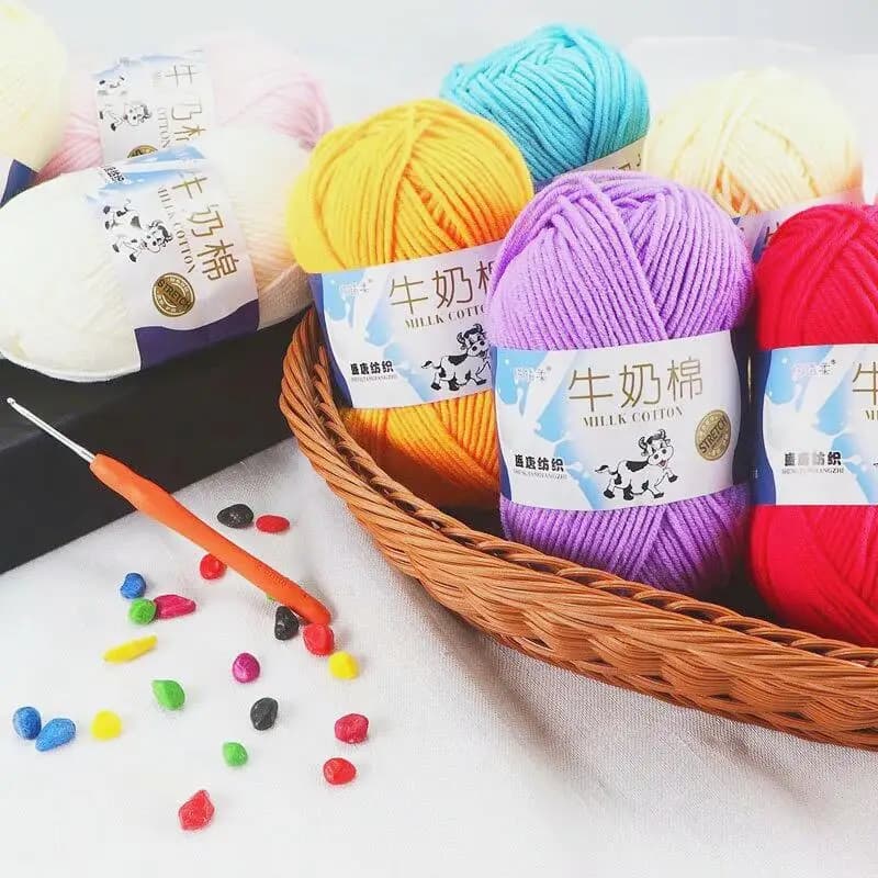 50G Latte Dolce Morbido Cotone Fili Per Bambini Per Maglieria Filato di Lana Fibra di Velluto Lavorato A Mano di Lana Uncinetto Filato per DIY Sweate