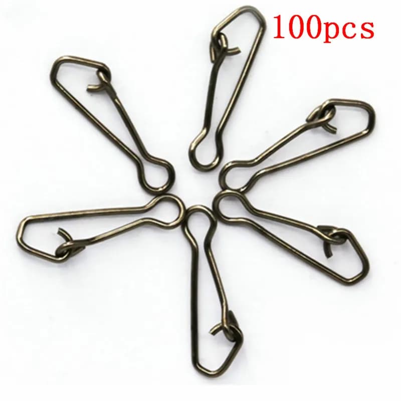 100pcs/lot QL Hooked Swivels Snap Stainless Steel Sea Fishing Tackle Hook Lure Connector Fishing Swivel Snap Pin Fishhooks