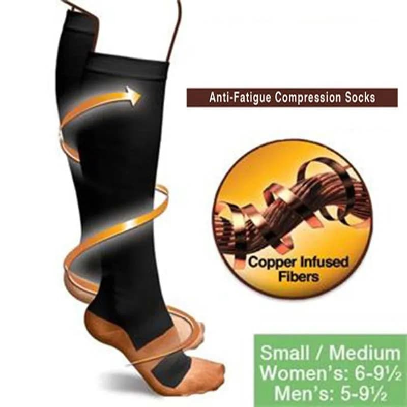 Calzino a compressione anti-fatica unisex Miracolo Rame Toot Sollievo dal dolore Calzini magici anti-fatica Supporto calza alta al ginocchio