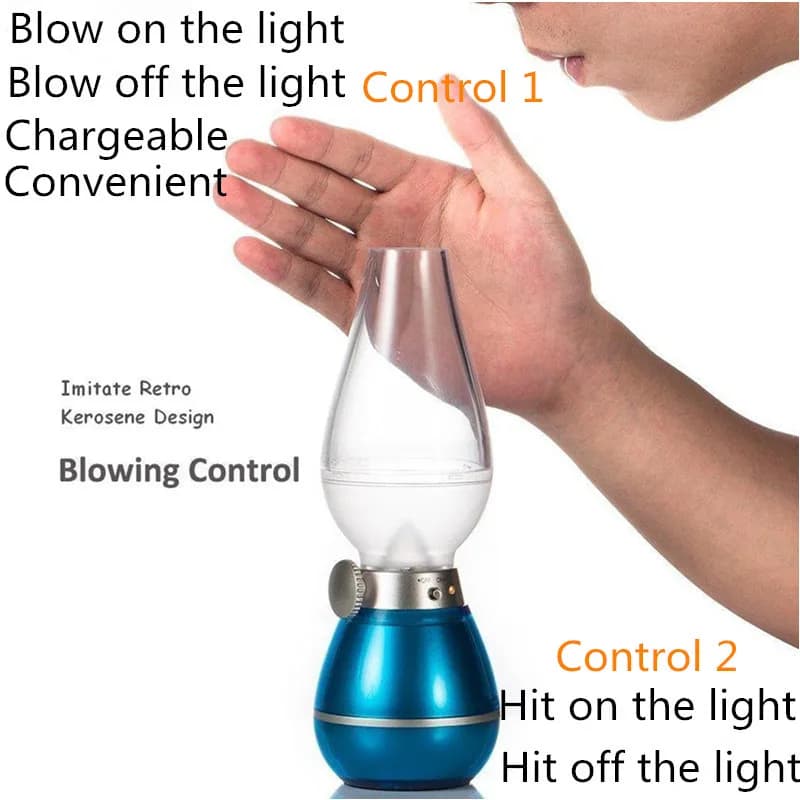 Rechargeable USB night light retro desk lamp with LED blow control Portable lamp with continuous adjustment