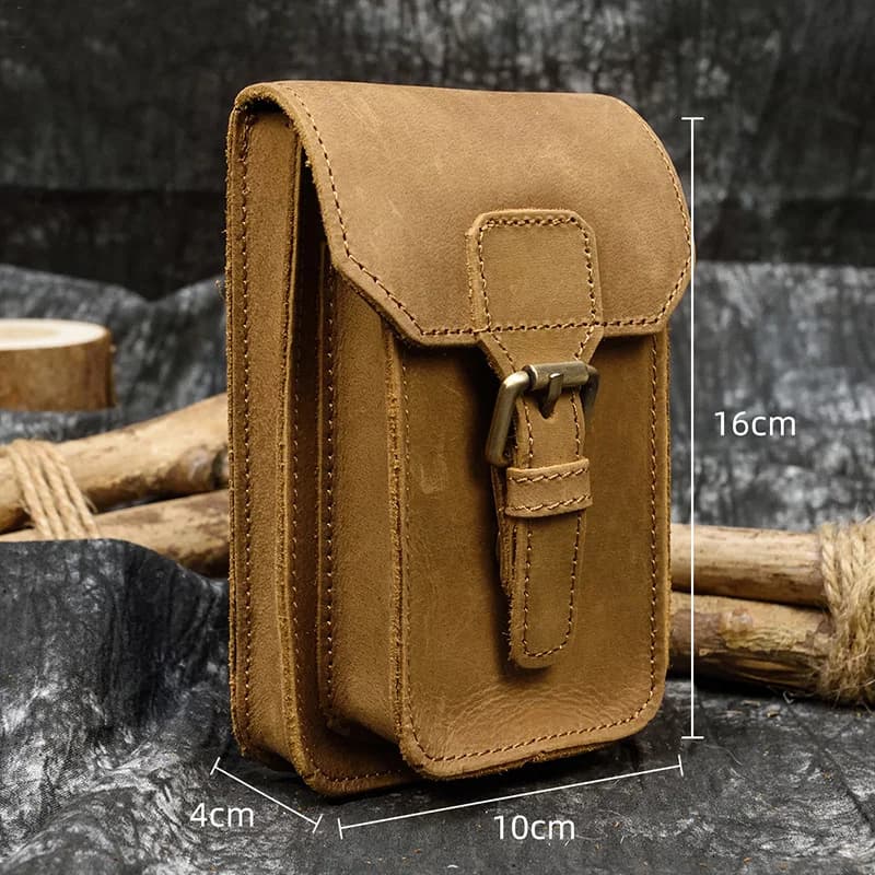 Men's Luufan Genuine Leather Waist Bag Fashion Men's Hook Waist Bag 5.5 "Custom Phone