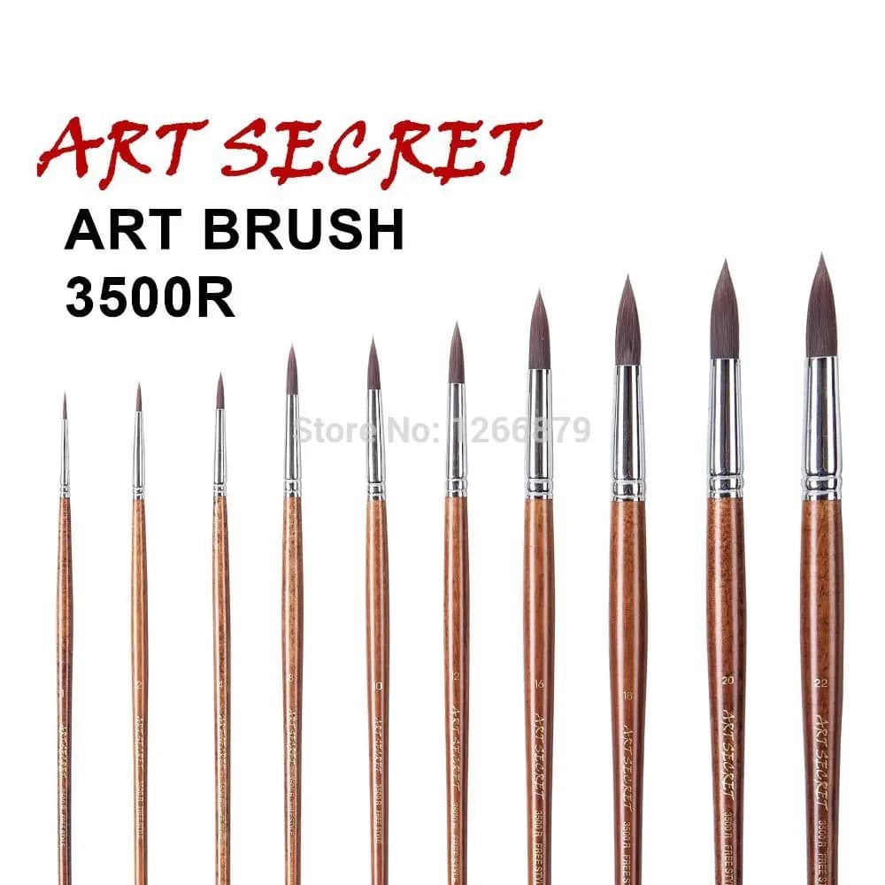 Artsecret 3500R Painting Brush Importing Taklon Hair Long Wooden Handle Watercolor Acrylic Gouache Art ArtistTools Supplies