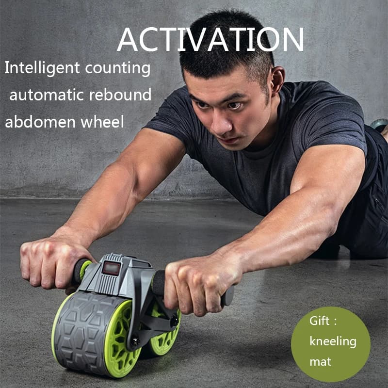 Smart Count And Automatic Rebound Roller abdominal Wheel Ab Body Resistance Light Grey