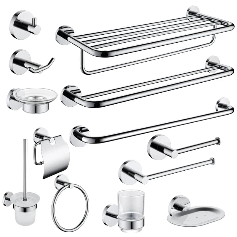 Portaoggetti da bagno cromato lucido a parete Porta carta igienica Porta asciugamani Porta sapone liquido Accessori per WC