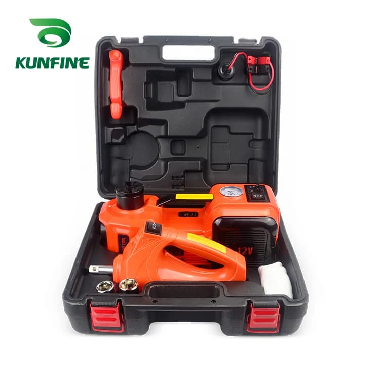 Getto per auto elettrico per sollevamento pneumatici per auto 12V 5 tonnellate Getto per pavimento per auto gonfiabile ad aria idraulica con chiave a percussione e pompa ad aria per manometro per pneumatici