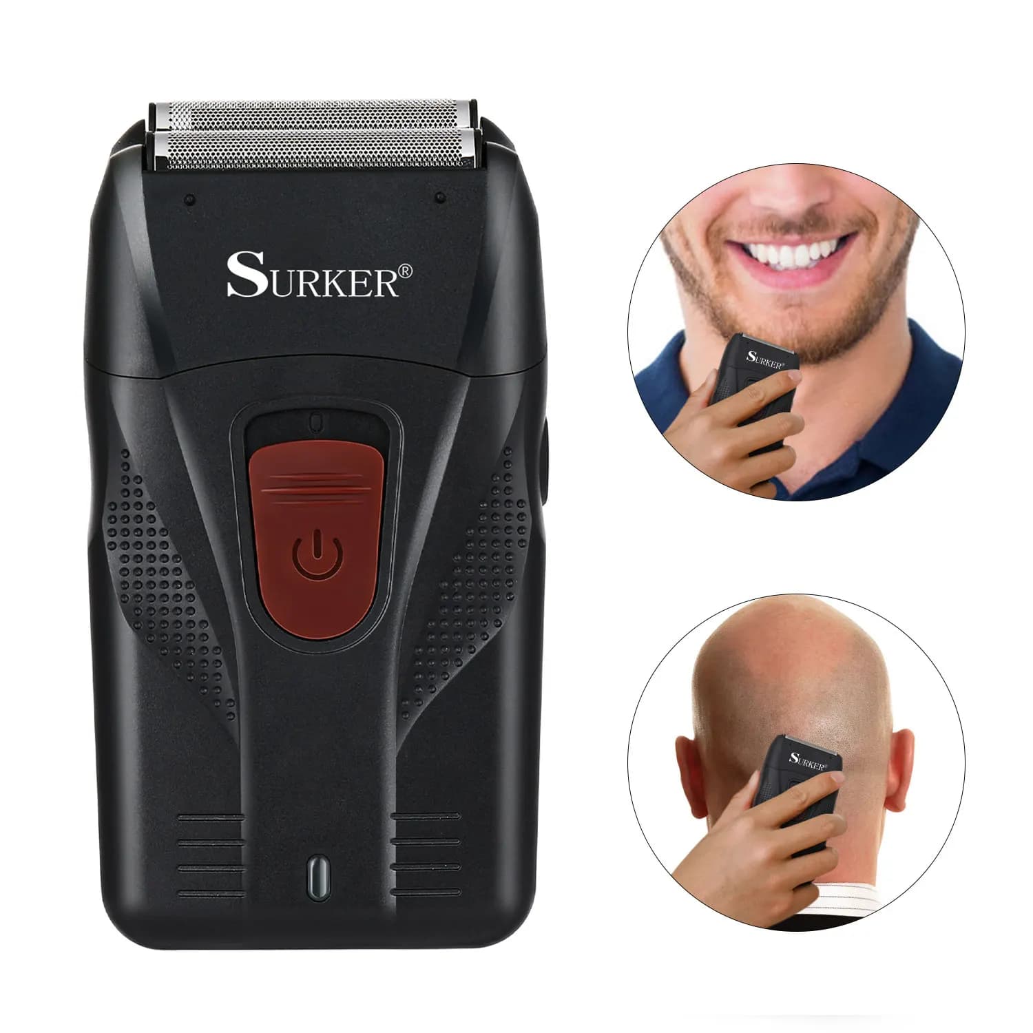 Surker Barba Elettrica Trimmer Head Calva Razor Razor for Men Barbiere Clipper 0mm Razor Cordless USB Rechargeable