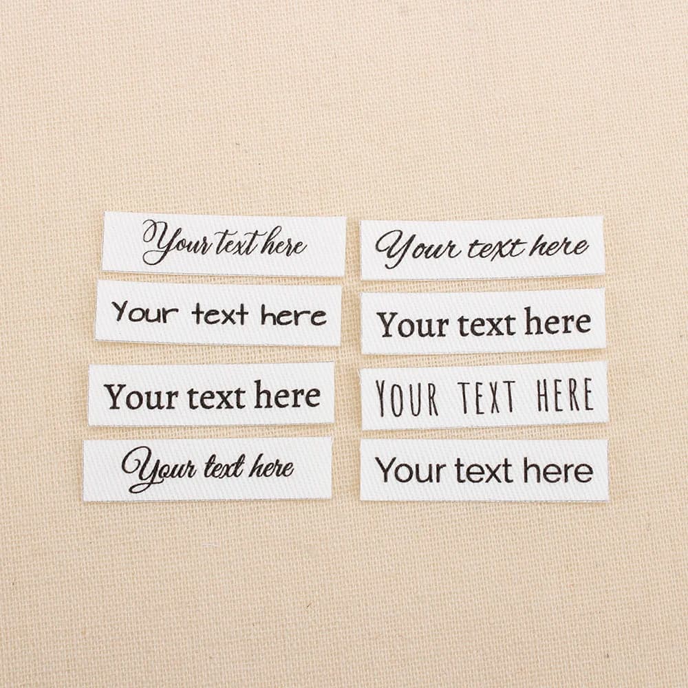 Etichette in cotone personalizzate personalizzate - Angolo quadrato 40x10 mm (sticare e cucire) per abbigliamento, decorazioni per la casa e artigianato fai-da-te