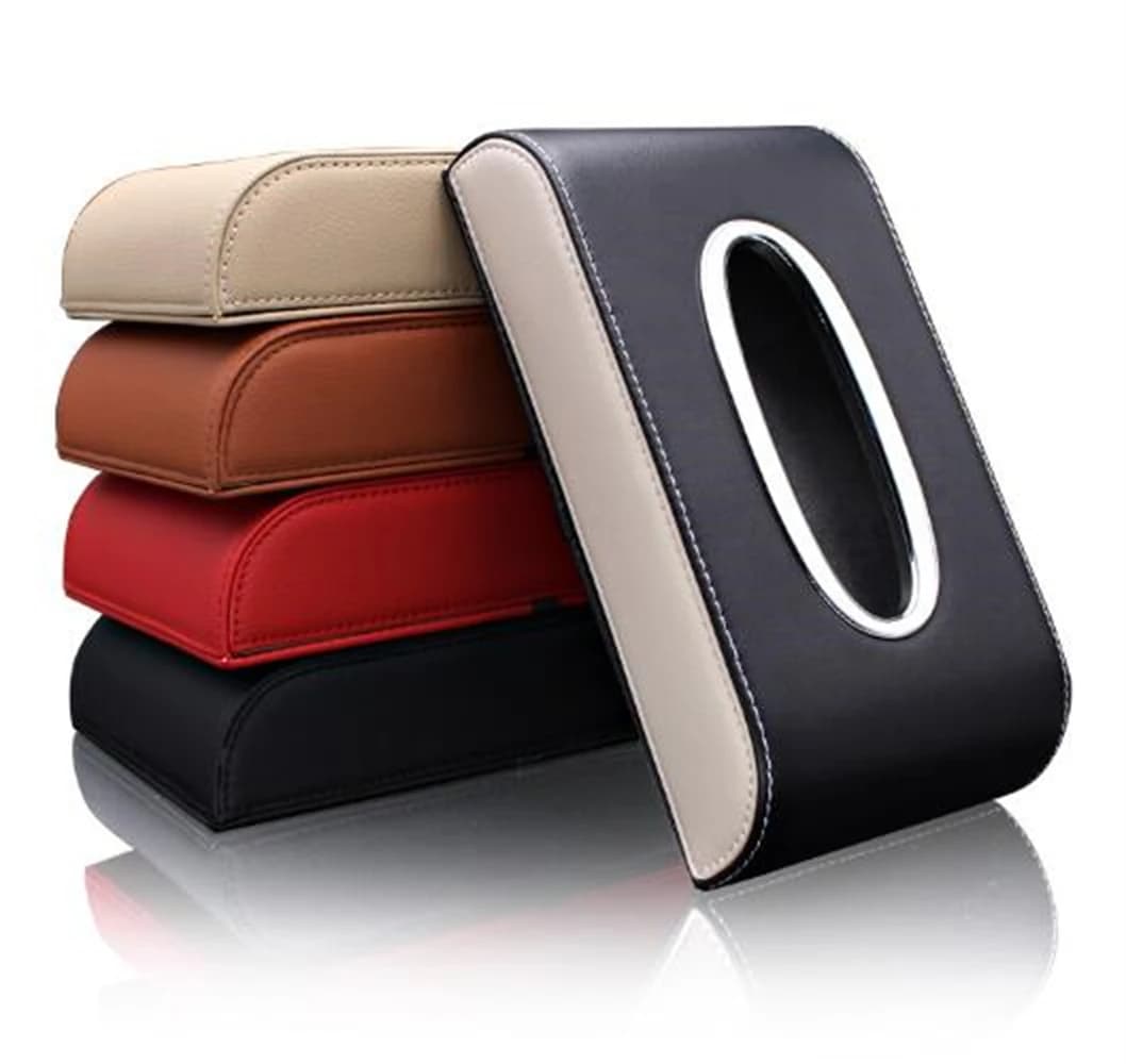 Scatola per fazzoletti per auto in pelle universale Porta accessori per auto Organizzatore creativo per scatola di tovaglioli di carta rimovibile per auto