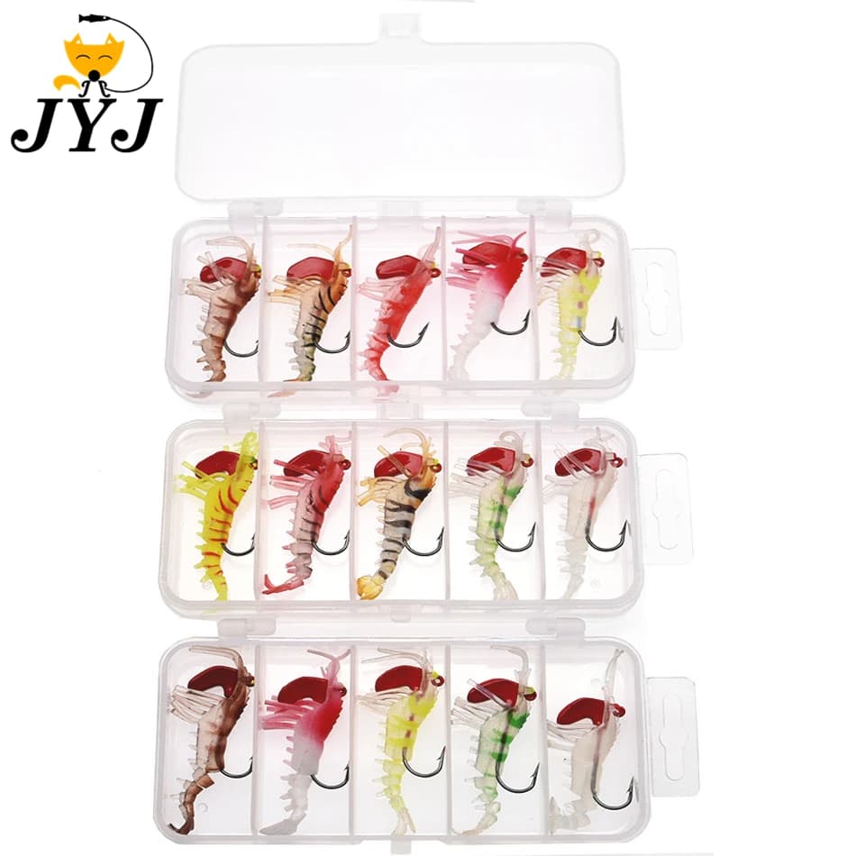 6 pcs a box 7g 19g soft bait shrimp bait, artificial fishing worm crab shrimp baits with hooks for fishing gear