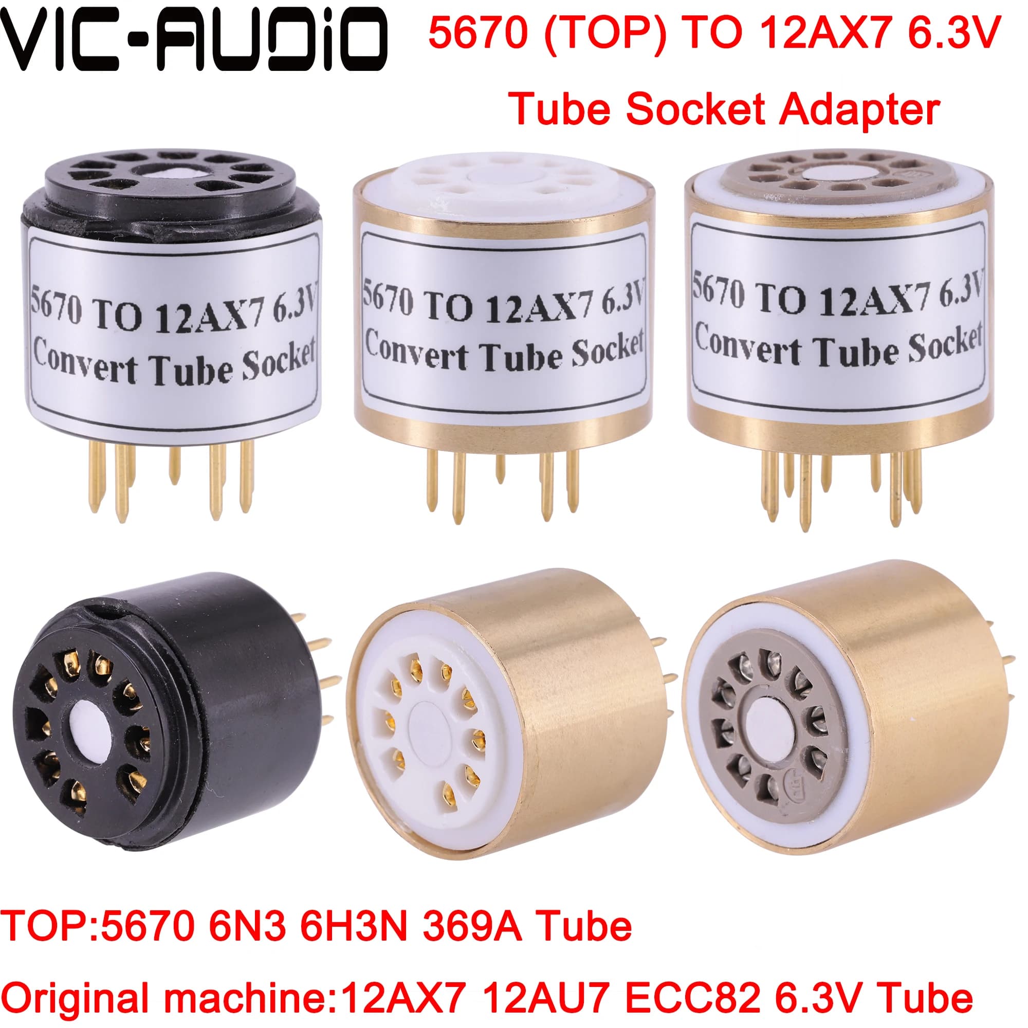 1PC 6N3 6H3N 369A 5670 TO 12AX7 ECC82 ECC83 12AU7 6.3V Vacuum Tube Socket DIY Audio Amplifier Vacuum Tube Convert Socket Adapter