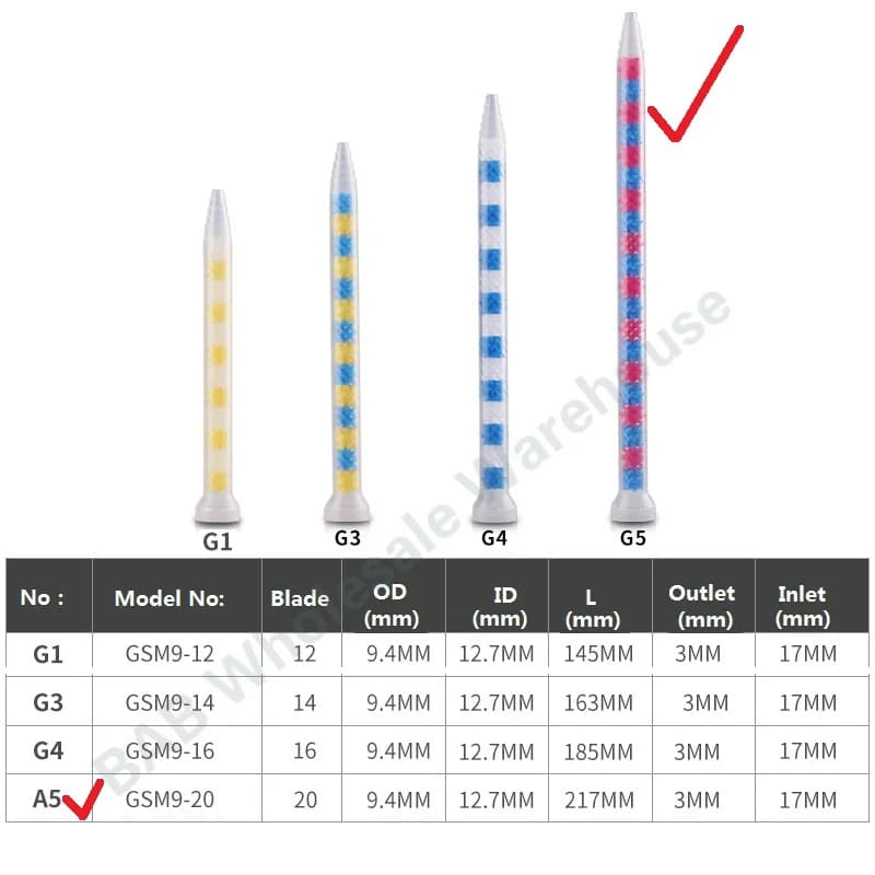 GSM9-20 Epoxy Resin Static Mixer tube for automatic glue filling machine AB glue static mixing tube Mixing tube mixer