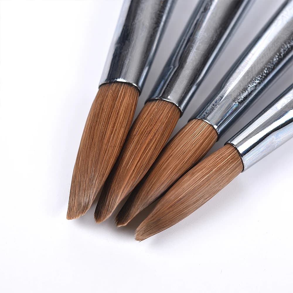 Kolinsky Sable Nail Brush UV Nail Gel pennello acrilico Carving Pen Brush Liquid Powder DIY Flat Round Red Wood Nail Drawing