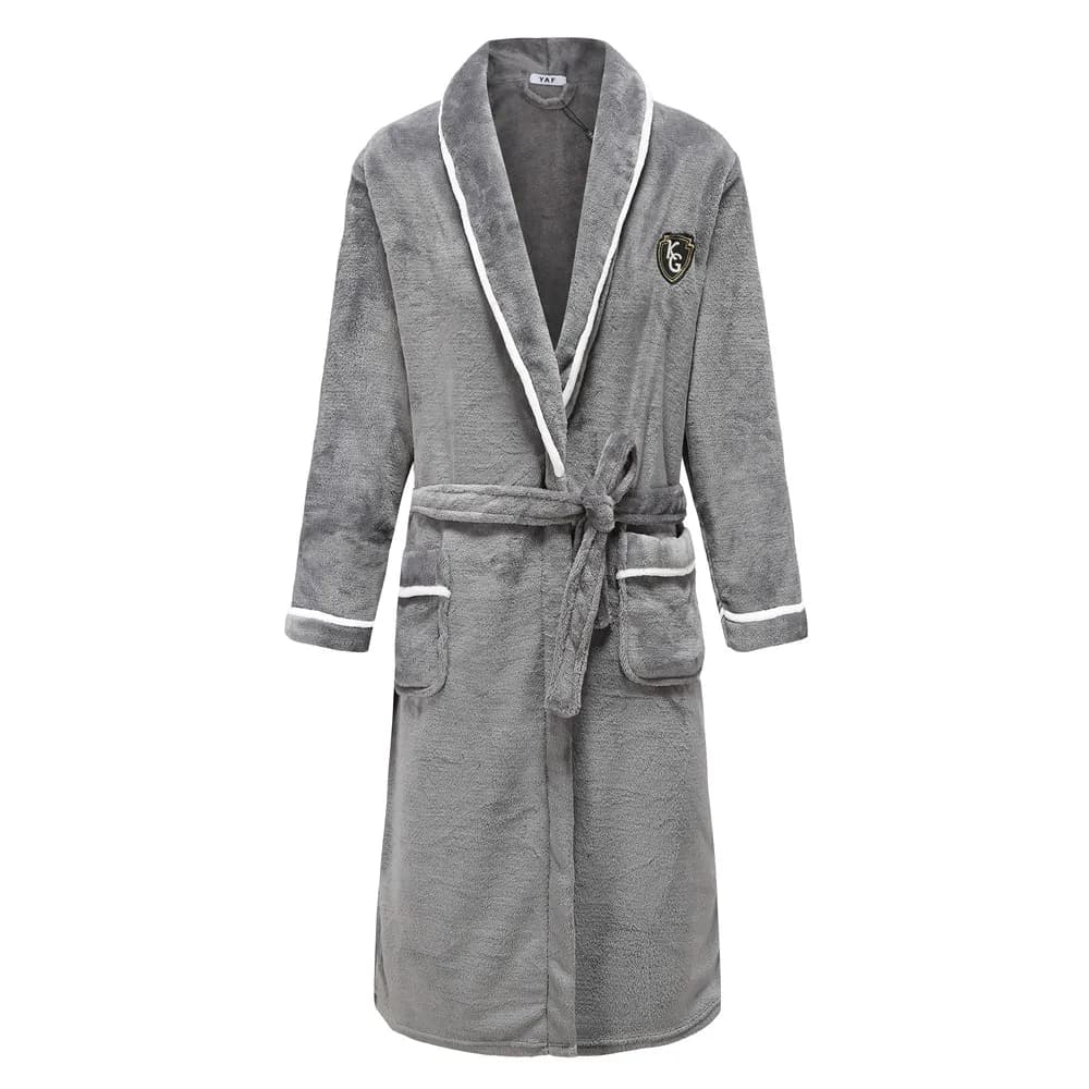 Flannel Men's Nightwear Watch Winter Coral Fleece Dress Nightwear Homewear Often Bathrobe Belt Night Shirt