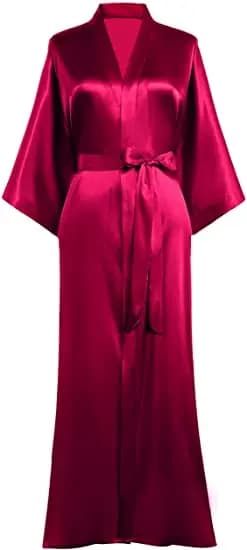 Women's Long Silk Satin Bridesmaid Dress Damigella Of Honor Kimono Robe Women's Big Size Bathrobe XXXL Vestaglia Women's Sexy Bathrobe