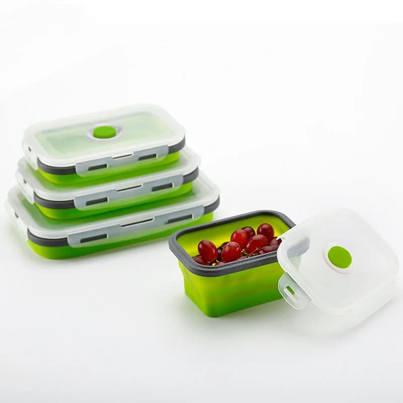 Grande scatola da pranzo pieghevole Contenitore per alimenti in silicone Scatole per insalata di frutta Grande pieghevole Preparazione dei pasti Stoviglie Foodgrade