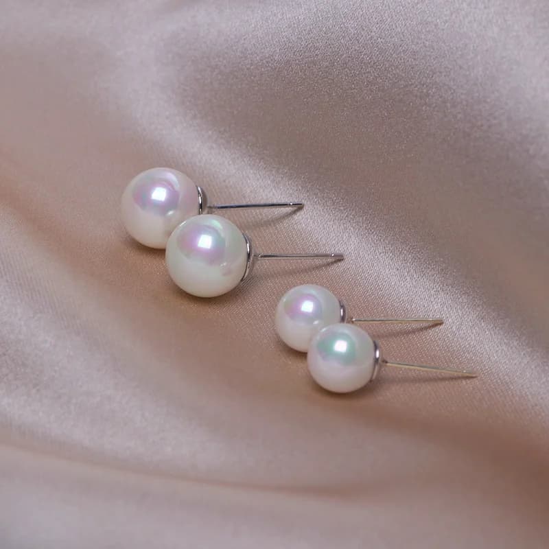 8mm 10mm Elegant Classic White Pearl Stud Earrings For Women Top Quality Shell Pearl Earrings Wedding Pearl Jewelry Gifts Hot