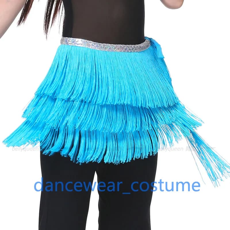 Gonna con Frange e Nappe per Danza del Ventre, per Donne e Ragazze, per Feste, Competizioni e Pratica di Danza Latina, 11 Colori