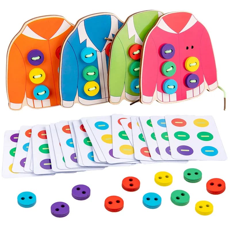 1set divertimento per bambini montessori impara le abilità di vita di base supporti didattici vestiti bottone da infilare cucito gioco da tavolo giocattoli educativi