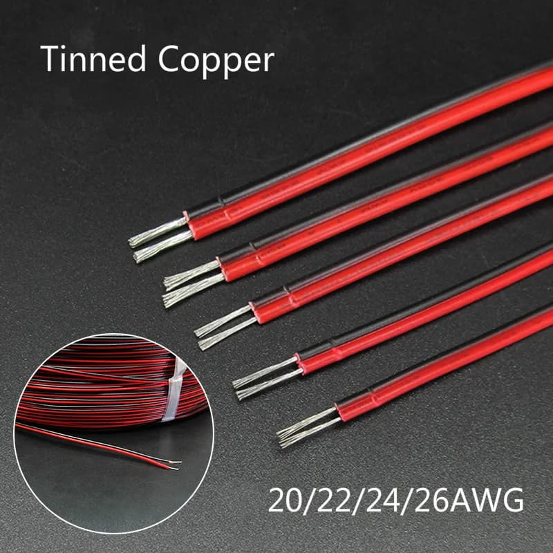 Cavo elettrico rosso nero da 5 metri 18AWG 20AWG 22AWG 24AWG 26AWG Cavo elettrico per striscia LED di prolunga in PVC isolato in rame stagnato