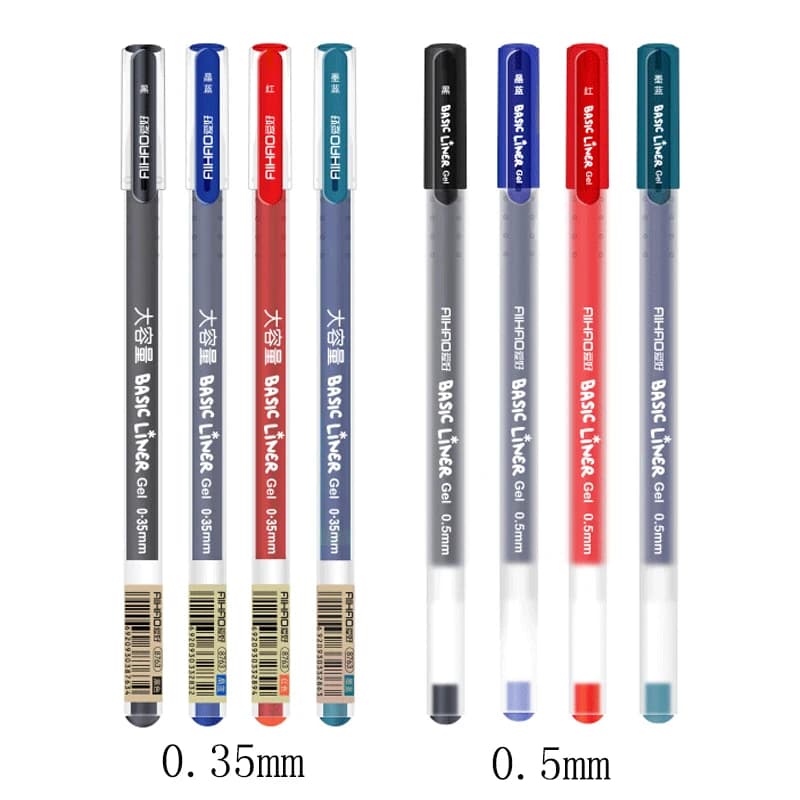 Set di 12 Penne Gel Aihao con Tubo a Ago, Grande Capacità, Penne Gel Usa e Getta per Studenti e Ufficio, Cancelleria 0.5/0.35mm