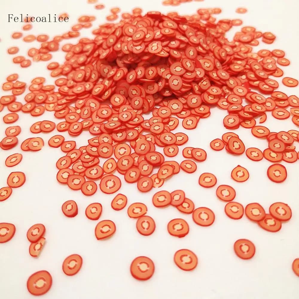 20g 5mm Soft Polymer Clay Tomato Slice Sprinkles for Slime Shaker Card Slime filling Fake Cake Dessert Food Particles
