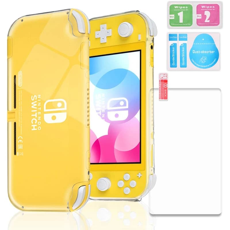 Custodia in TPU compatibile con Switch Lite Custodia protettiva trasparente compatibile con Switch Lite con protezione per schermo in vetro temperato 9H