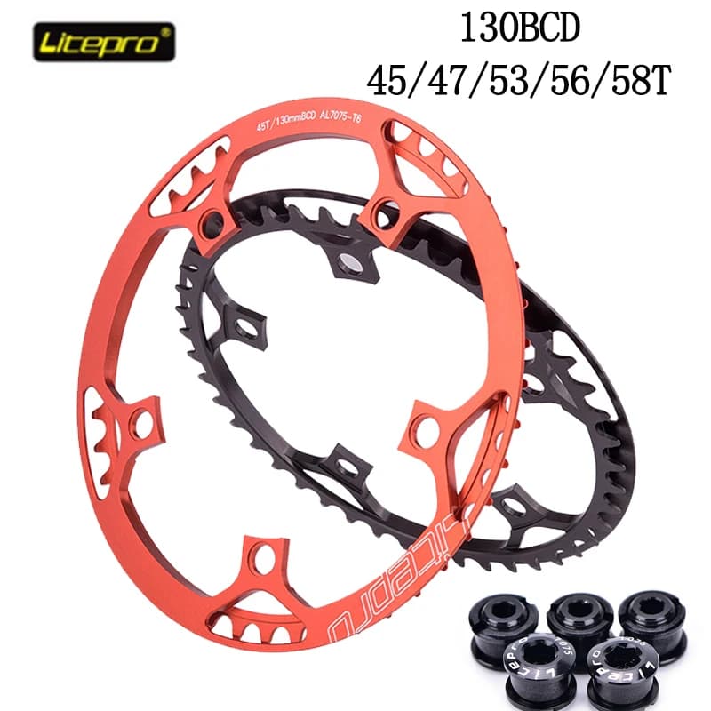 Litepro 130 BCD Corona 6/7/8/9 Velocità Bicicletta Pieghevole Corona 45T 47T 53T 56T 58T Bmx Ruota di Catena Misura SHIMANO SRAM FSA Manovella