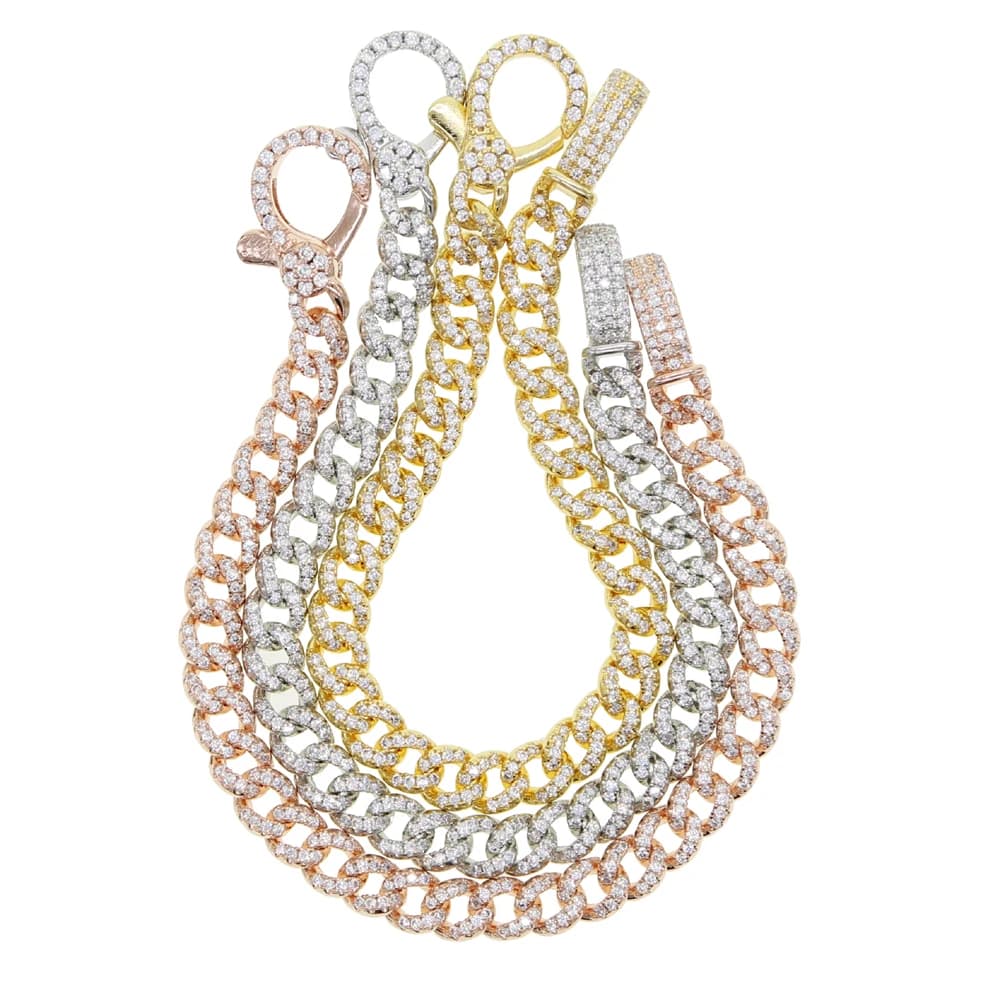 Braccialetti a catena cubana Miami con chiusura a moschettone in stile hip-hop alla moda per gioielli all'ingrosso da donna