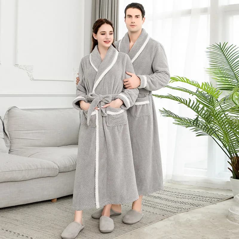 Men's Winter Extra Long Thick Bathrobes Flannel Luxury Mens Hot Kimono Bathrobe Women Sexy Furs Vestaglie Soft Night Shirt