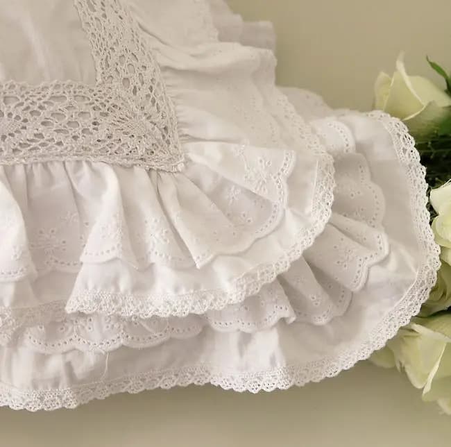 European Embroidered Cushion Cover Princess Ruffle Lace Satin Cotton Pillow Cover Backrest Lumbar Pillow Square Hold Pillow Case