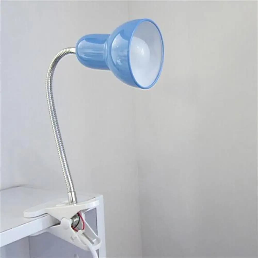 Lampada da scrivania con base a morsetto e collo di cigno regolabile, lampada a clip con spina UE USA per lampada da lettura per camera da letto/armadio, rosa