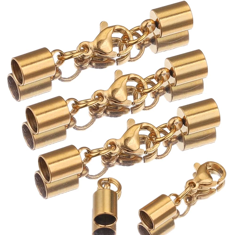 5 pz/lotto In Acciaio Inox Oro Aragosta Chiusura In Pelle Crimp End Caps Punta di Collegamento per Il Braccialetto FAI DA TE Che Fanno Articoli All'ingrosso