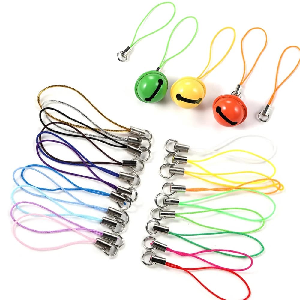 20-100 pcs cordless lobster clasp rope bell christmas key rings cellular strap charm keychain accessories bag