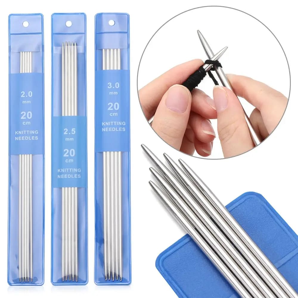 5 pezzi ferri da maglia dritti in acciaio inossidabile uncinetti uncinetto in metallo maglione fai da te tessuto artigianale Set strumenti per maglieria accessorio