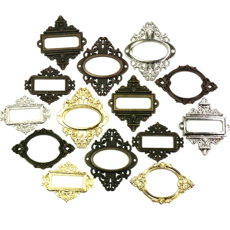 5pcs Antico medicina Etichetta Del Governo Del Cassetto Pull File di Frame di Supporto di Carta di Nome decoro di Mobili Ferramenteria e attrezzi con viti