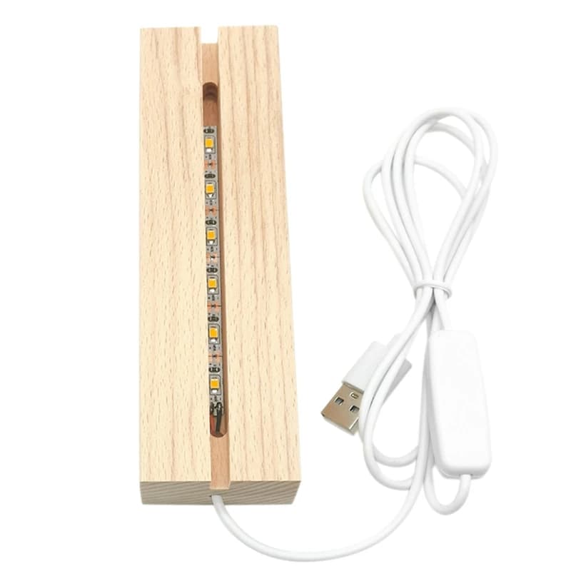 Luci a LED Base per Display Base rettangolare in legno per luce notturna supporto per cristallo 3D