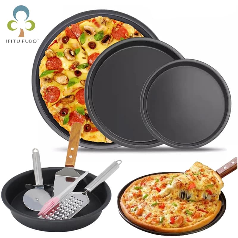 6/8/10 pollici Antiaderente Pan Pizza Attrezzature e Accessori da forno In Acciaio Al Carbonio Piastra Pizza Rotonda Profonda Piatto Piatto di Pizza Vassoio della Vaschetta muffa della Muffa di Cottura Strumenti GYH