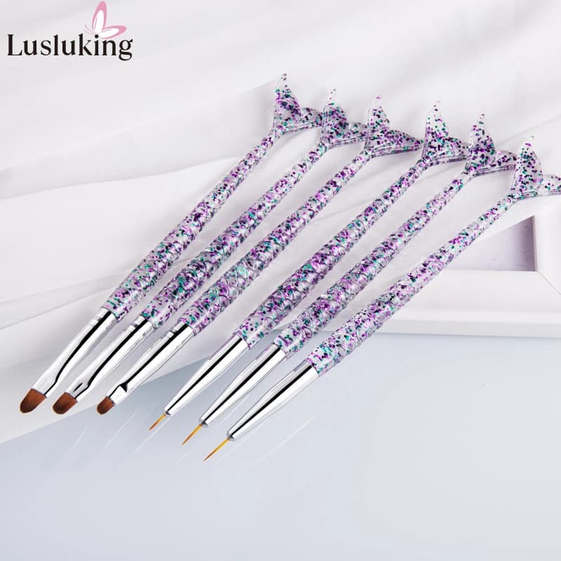 3 pz/set sirena maniglia Nail Art Liner pittura UV GEL Extension NailBrush modello fai da te disegno disegno linea penna strumento Manicure