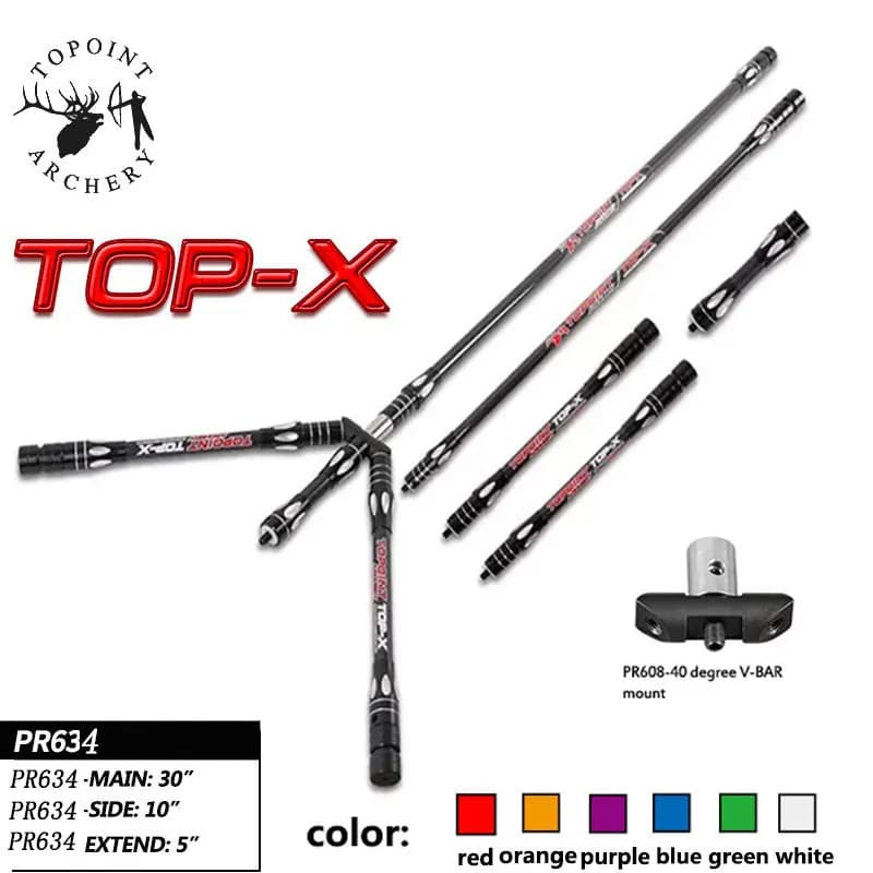 1Set Tiro Con L'arco di Carbonio Stabilizzatore Stabilizzatore Arco Ricurvo 30/10/5 pollici Balance Bar Asta di 40 Gradi V-bar Tiro Caccia Accessori