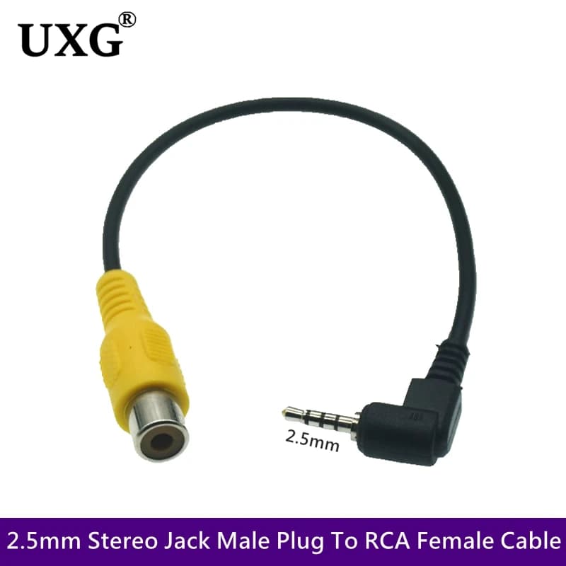 Adattatore per cavo Video AV 2.5mm Jack AV spina maschio a cavo adattatore femmina RCA per scheda audio fotocamera posteriore GPS auto Bluetooth