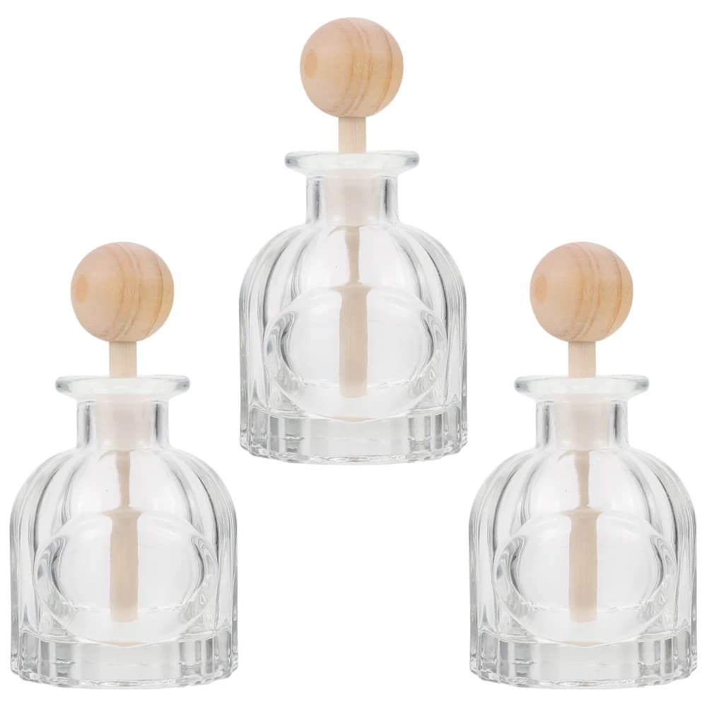 1pc Bottiglie di diffusore in vetro Bottiglie di olio essenziale Contenitori per aromaterapia con contenitori di profumo cosmetico in legno
