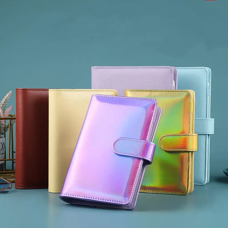 2024 A6/A5 amaretto Laser colore PU pelle raccoglitore fai da te copertina del taccuino diario Agenda Planner copertina di carta cancelleria scolastica